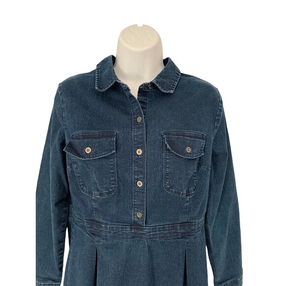 Old Navy Womens Blue Denim Shirt Long Sleeve Dress Size 10 Petite - Picture 2 of 13